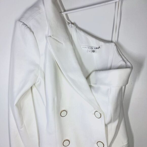 Veronica Beard‎ Middleton One Shoulder Blazer Dress White Size 12 - Picture 10 of 15